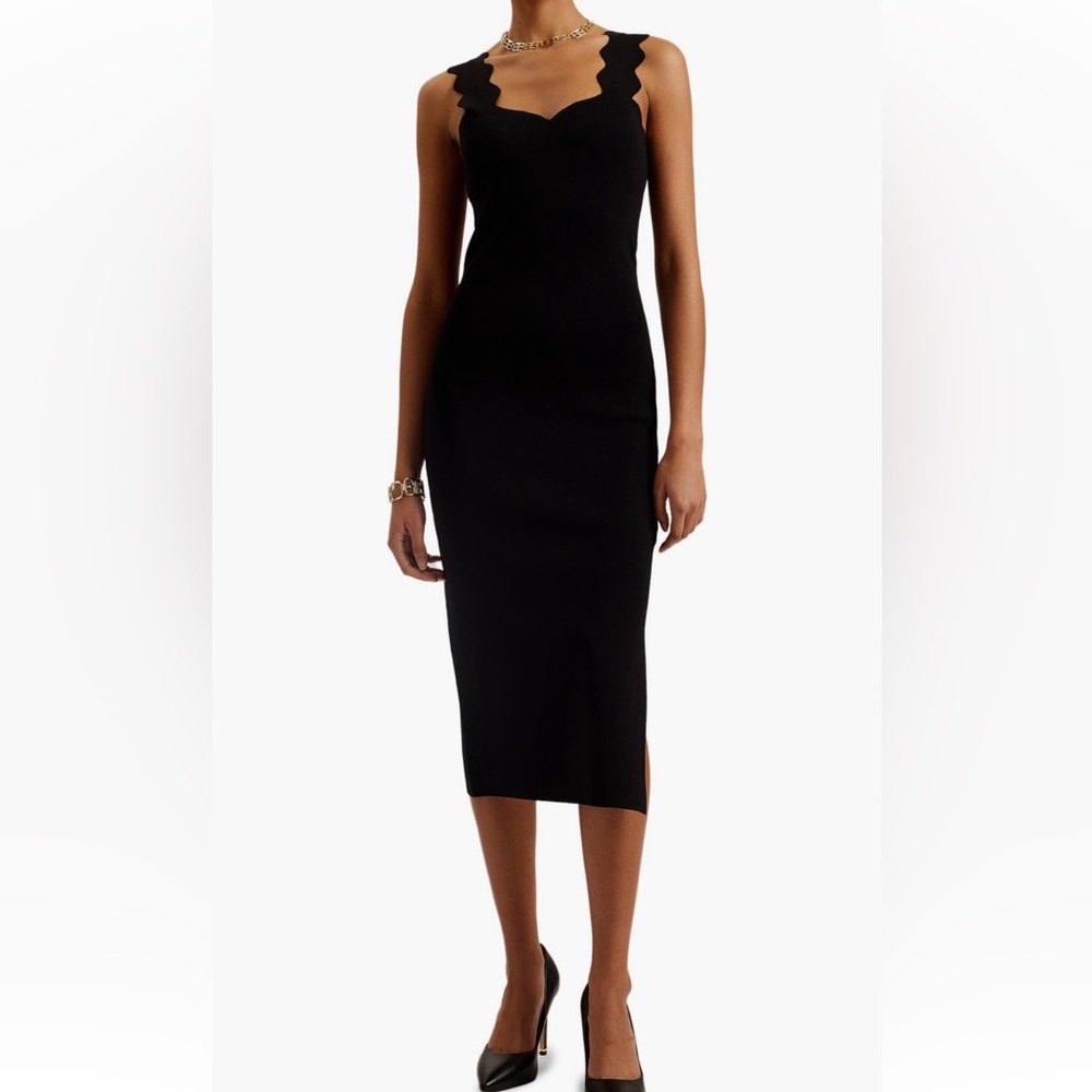 Ted Baker Elegant Knit Black Scalloped Dress
